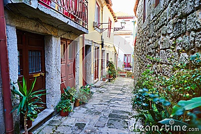 Ribeira Old Town of Porto in Portugal, sloping, narrow, medieval alley and traditional houses, historic city centre Stock Photo