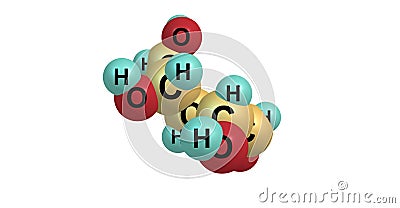 Ribose molecular structure isolated on white Cartoon Illustration