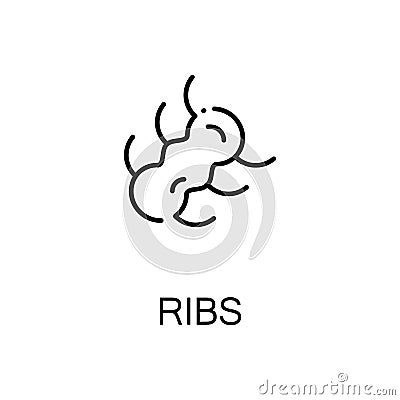 Ribs flat icon or logo for web design. Vector Illustration