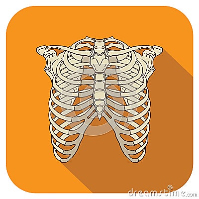 Ribs Flat Icon Orange Stock Photo