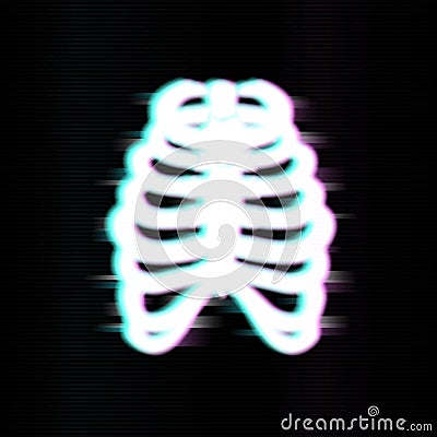 Ribs in glitch style. Distorted Glitch Style. Vector illustration design Stock Photo