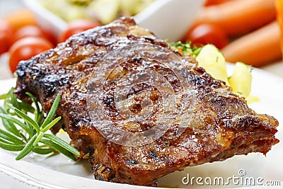 Ribs with honey Stock Photo