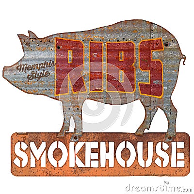 Ribs Sign Grunge Stock Photo