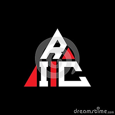 RIC triangle letter logo design with triangle shape. RIC triangle logo design monogram. RIC triangle vector logo template with red Vector Illustration
