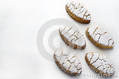 Ricciarelli pastries, typical Sienese Christmas sweet. Stock Photo