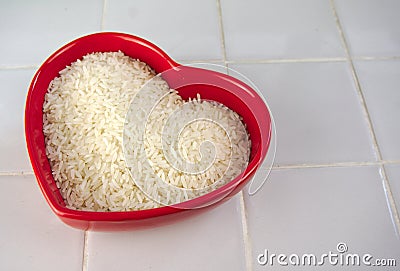 Rice bowl-shaped heart Stock Photo
