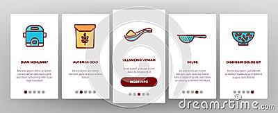 Rice Chinese Culture Onboarding Icons Set Vector Vector Illustration