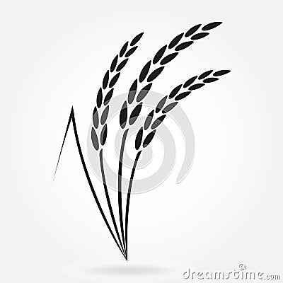 Rice. Crop symbol. Rice or Wheat ears design element. Agriculture grain. Vector illustration. Vector Illustration