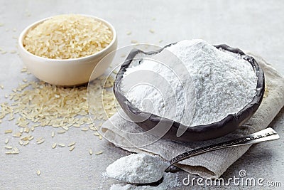 Rice flour and rice Stock Photo