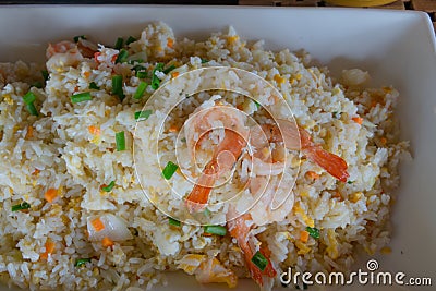 Rice Fried Shrimp Stock Photo