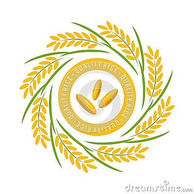 Rice grain and paddy bunch logo, circle frame vector Vector Illustration