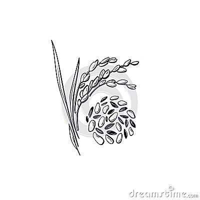 Rice, grain. Vector graphic symbol, gluten free Vector Illustration