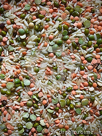 Rice and Green Peas, Food Ingridients Stock Photo