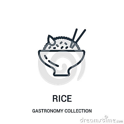 rice icon vector from gastronomy collection collection. Thin line rice outline icon vector illustration Vector Illustration