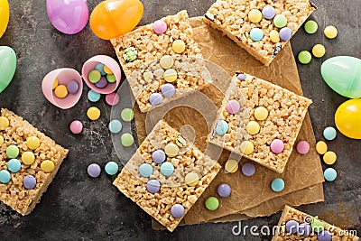 Rice krispies treats with candy Stock Photo