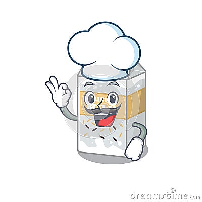 Rice milk cartoon character working as a chef and wearing white hat Vector Illustration