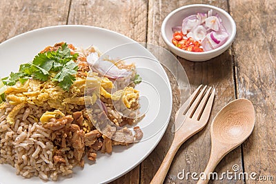 Rice Mixed with Shrimp paste, Thai style Stock Photo