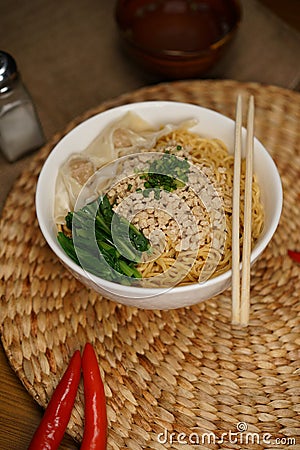 Rice Noodle Spicy Shrimp Crisp Stock Photo