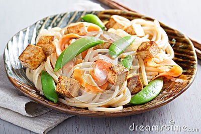 Rice noodles with tofu and carrot Stock Photo