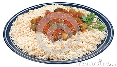 Rice with Okra Stock Photo