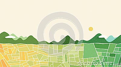 Rice paddy field background Vector Illustration