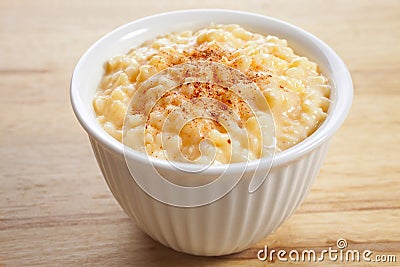 Rice Pudding with Nutmeg Stock Photo