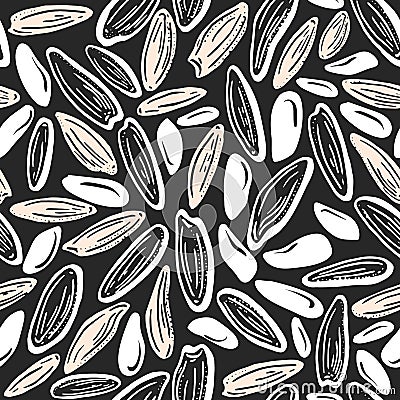 Rice seed. Vector seamless pattern. Organic food Vector Illustration