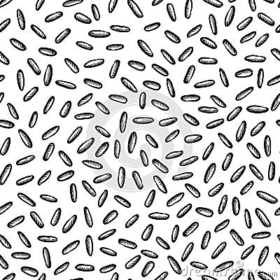 Rice seeds vector seamless pattern. Abstract food texture background. Wheat grain sketch backdrop Vector Illustration