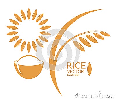 Rice. Set Vector Illustration