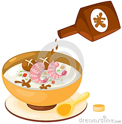 Rice soup with sauce Stock Photo