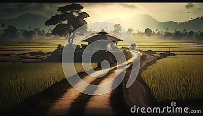 Rice terraces in Bali, Indonesia. Vintage style. Stock Photo