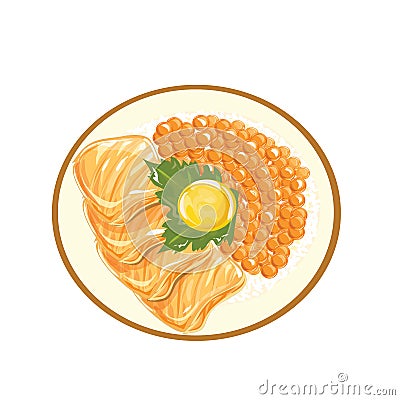 Rice Topping with Salmon and egg yolk Stock Photo