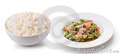 Rice in a white bowl delicious food Stock Photo