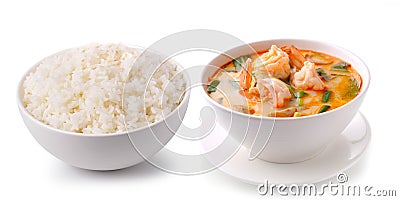 Rice in a white bowl delicious food Stock Photo