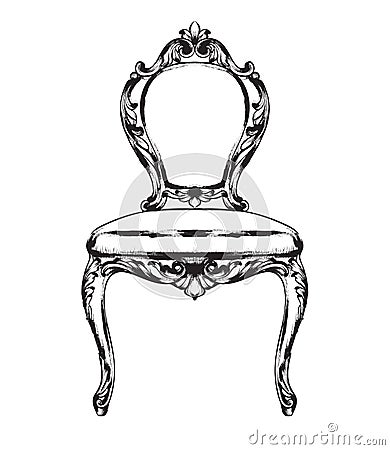 Rich baroque chair Vector. Retro style furniture. Vintage designs Vector Illustration