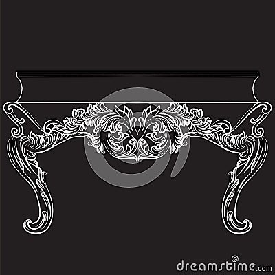 Rich Baroque commode Table with drawers Vector Illustration