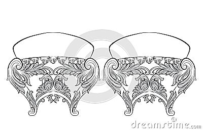 Rich Baroque Rococo chair. Vector Illustration