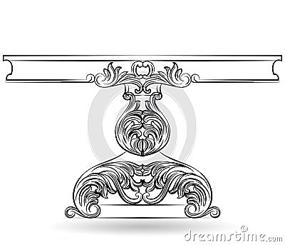 Rich Baroque Table with carved ornaments Vector Illustration