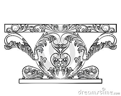 Rich Baroque Table with luxury ornaments Vector Illustration