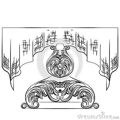 Rich Baroque Table with tablecloth Vector Illustration