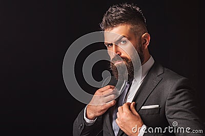 Rich bearded man dressed in classic suits. Elegance casual dress. Fashion suit. Luxury mens clothing. Man in suit Stock Photo