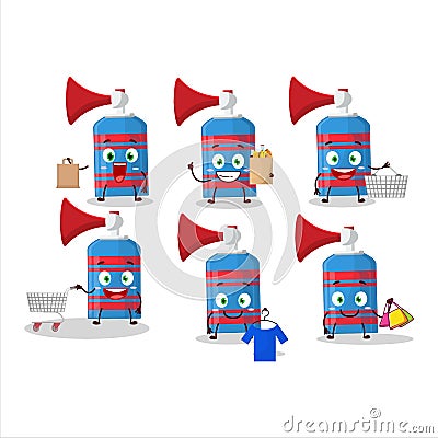 A Rich blue air horn mascot design style going shopping Vector Illustration