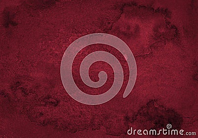 Rich burgundy watercolor frame with with bizarre natural divorces and stripes. Abstract background for design Stock Photo