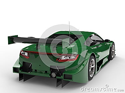 Rich dark green modern sports car concept - tail lights view Stock Photo