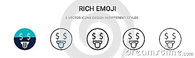 Rich emoji icon in filled, thin line, outline and stroke style. Vector illustration of two colored and black rich emoji vector Vector Illustration