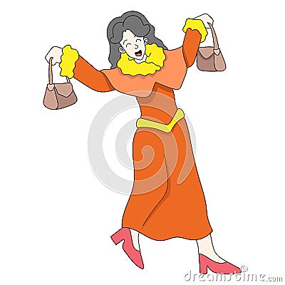 rich and glamorous women are lavishly dressed spending shopping money Vector Illustration