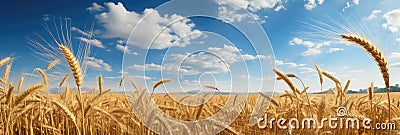 Rich Golden Wheat Fields Swaying Gently In The Wind Stock Photo