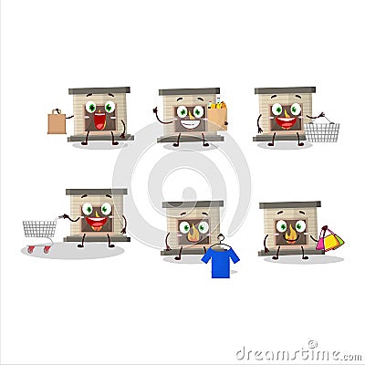 A Rich house fireplaces with fire mascot design style going shopping Vector Illustration