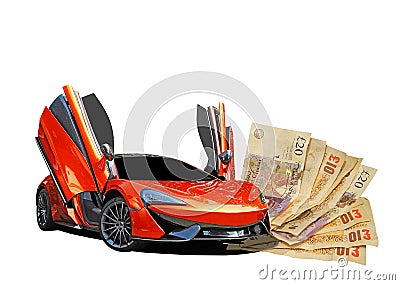 Rich luxury living lifestyle fast cars money cash millionaire house property possessions mclaren sports bitcoin Editorial Stock Photo