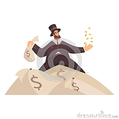 Rich Gentleman Money Composition Vector Illustration